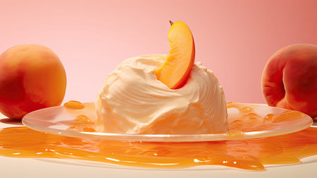 pieces dessert peach fruitの素材