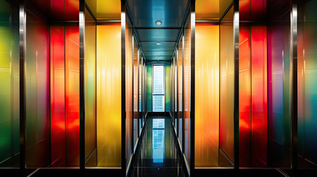 vibrant blurred elevator interiorの素材