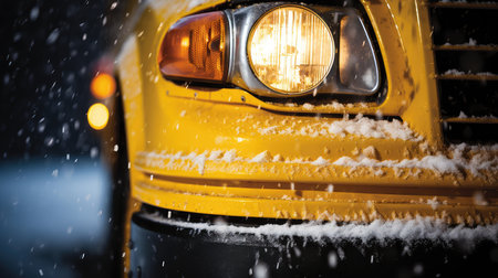 winter school bus lightsの素材