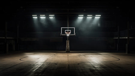 spotlight basketball court darkの素材