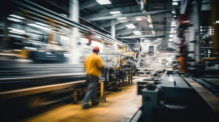 worker blurred industrial interiorの素材