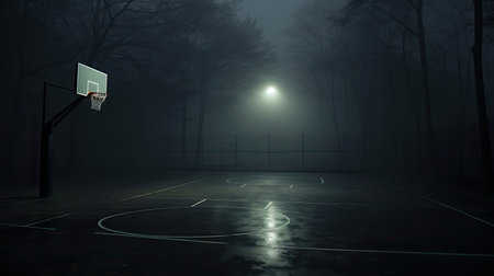 shadowy dark basketball courtの素材