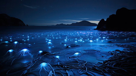 glow light in the oceanの素材