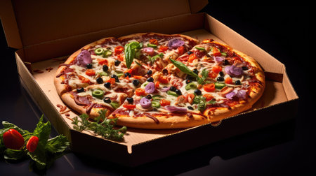 photograph brown pizza boxの素材