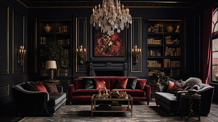 velvet dark living roomの素材