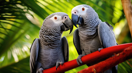 playful african gray parrotの素材