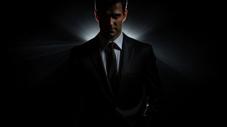 confidence man dark backgroundの素材