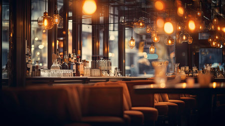 restaurant blurred interior photographyの素材