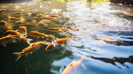 feeding pool fish farmの素材