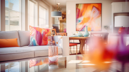 vibrant blurred model home interiorの素材