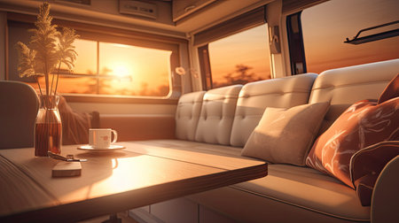 lights blurred motorhome interiorの素材