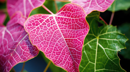 close pink and green ivyの素材