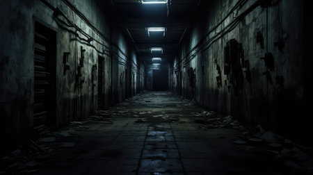 corridor dark empty warehouseの素材
