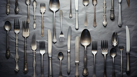 silverware gray paper backgroundの素材