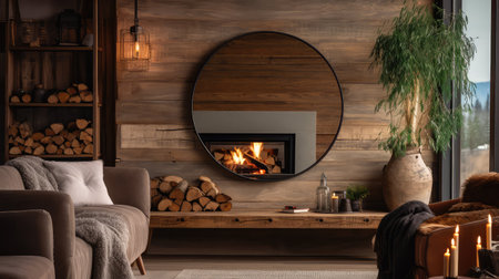 rustic circle mirror interiorの素材