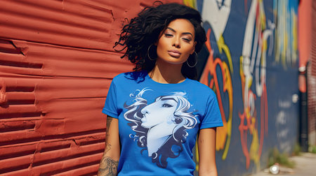 model blue t shirt mockupの素材