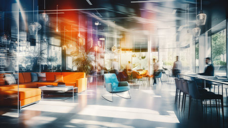 vibrant blurred corporate building interiorの素材