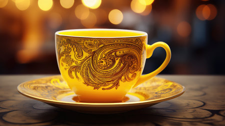 intricate yellow coffee cupの素材