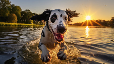 leapg dog in the sunの素材