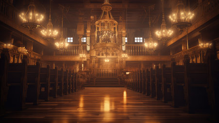 lit blurred synagogue interiorの素材