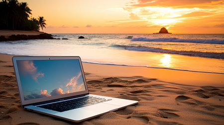 waves laptop sunの素材