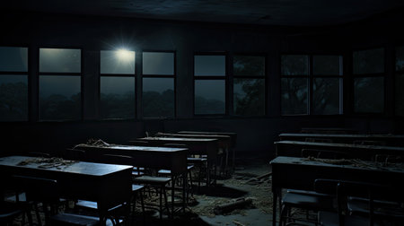surreal dark classroomの素材