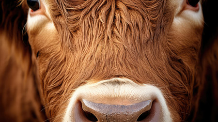 up brown cowsの素材