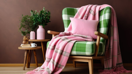 cozy pink and green plaidの素材