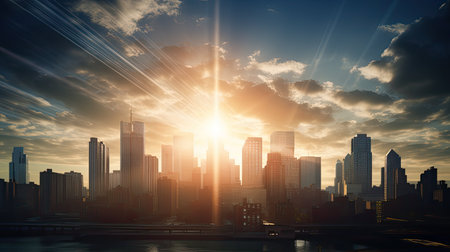 buildings sun lens flareの素材