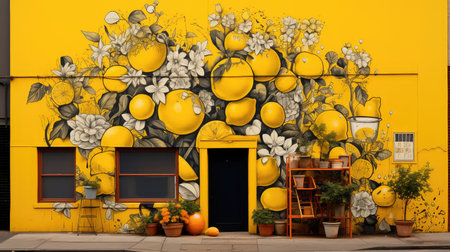 mural yellow pop artの素材