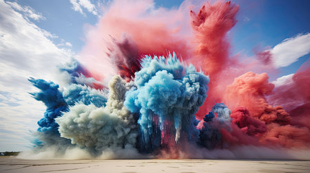 aircraft red white and blue smokeの素材