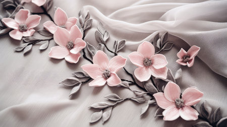 intricate pink and gray floralの素材