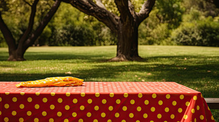 tablecloth red and yellow polka dotsの素材