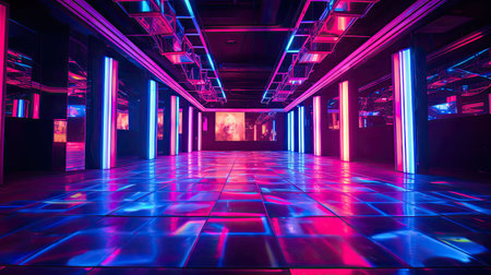 floor pink blue neon lightの素材