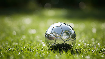 shiny silver footballの素材