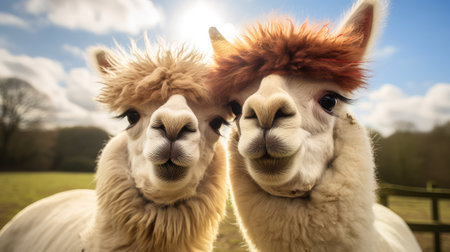 heads portrait alpaca farmの素材