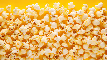 fluffy popcorn yellow backgroundの素材