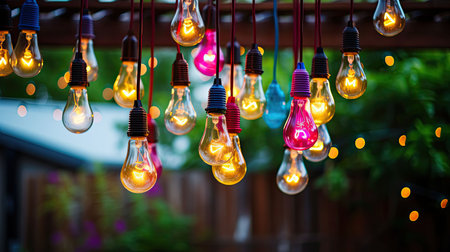 colorful bulb lightの素材