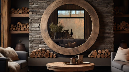 fireplace circle mirror interiorの素材