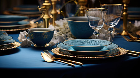 sophisticated blue and gold designの素材