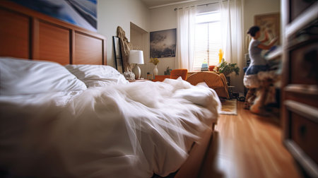 bedroom blurred interior home cleaningの素材