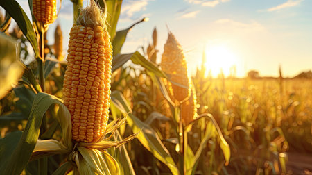 up corn field sunの素材