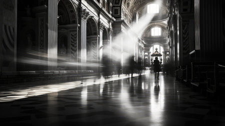 shadow blurred st peters basilica interiorの素材