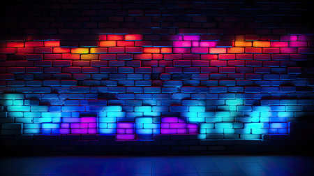 photograph brick wall neon lightsの素材