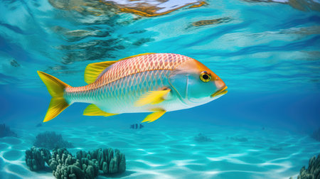 underwater yellow tail snapperの素材