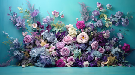 arrangement teal purple backgroundの素材