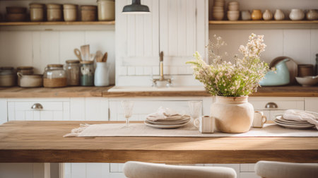 table blurred rustic interiorの素材