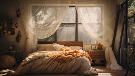 warm blurred bohemian interior designの素材