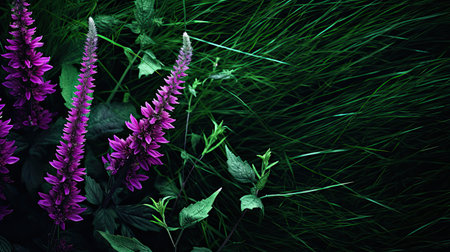 flowers dark green grassの素材