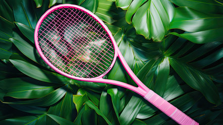 green pink tennis raquetの素材